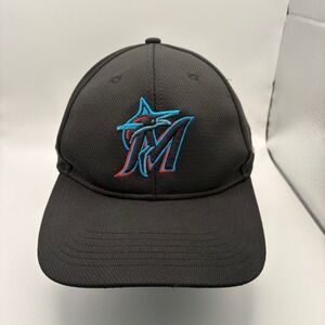 OC Sports Miami Marlins MLB Baseball Cap Black Performance Mesh Adjustable Hat